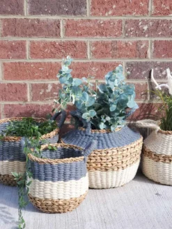 Korissa Home Goods Ula Stripe Basket Set - Blue