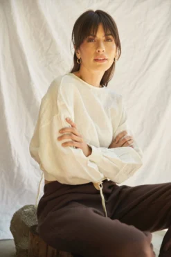 LA Relaxed New Arrivals Reversible Linen Blouse