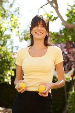 LA Relaxed Scoop Neck Pointelle Tee