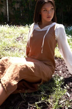 LA Relaxed New Arrivals Washed Linen Column Dress