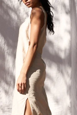 LA Relaxed New Arrivals Washed Linen Column Dress