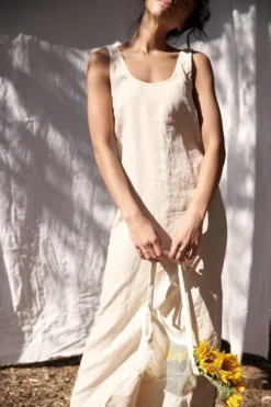 LA Relaxed New Arrivals Washed Linen Column Dress