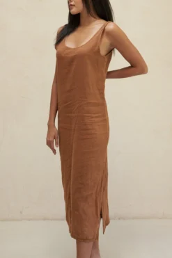 LA Relaxed New Arrivals Washed Linen Column Dress