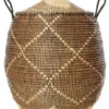 Swahili African Modern Home Goods Large Black And Cream Diamonds Laundry Hamper Basket