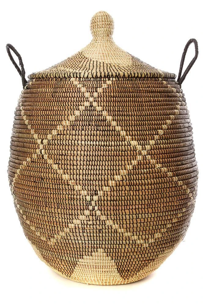 Swahili African Modern Home Goods Large Black And Cream Diamonds Laundry Hamper Basket 3 Swahili African Modern Home Goods Large Black And Cream Diamonds Laundry Hamper Basket