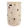 Mbare Home Goods Large Hamper Basket - White + Gray
