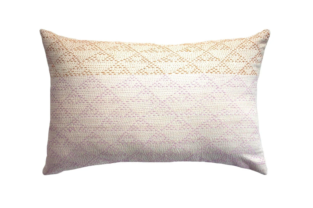 Leah Singh Eva Wool Lumbar Pillow Cover - Ivory + Pink 3 Leah Singh Eva Wool Lumbar Pillow Cover - Ivory + Pink