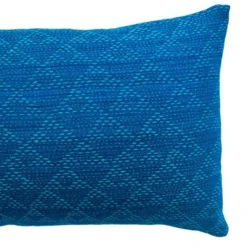 Leah Singh Eva Wool Lumbar Pillow Cover - Indigo + Aqua Home Goods