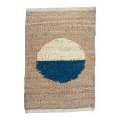 Leah Singh Margeaux Circle Jute Rug - Blue + White Home Goods