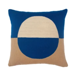 Leah Singh Marianne Circle Wool Throw Pillow Cover - Blue