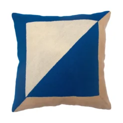 Leah Singh Home Goods Marianne Square Wool Throw Pillow Cover - Blue