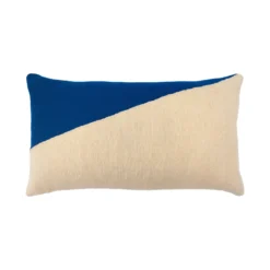 Leah Singh Marianne Triangle Wool Lumbar Pillow Cover - Blue