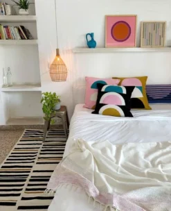 Leah Singh Viola Throw Pillow Cover - Blush