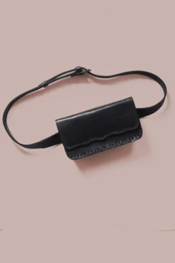 Purse & Clutch Leather Belt Bag - Charcoal