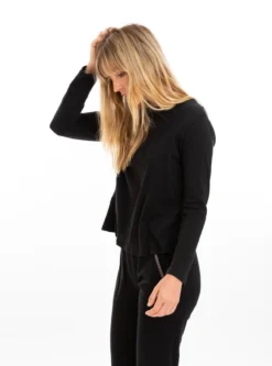 Leena & Lu Pima Long Sleeve Shirt - Black Best Sellers