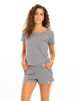 Leena & Lu Pima Short Pajama Set - Gray Best Sellers