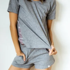 Leena & Lu Pima Short Pajama Set - Gray Best Sellers