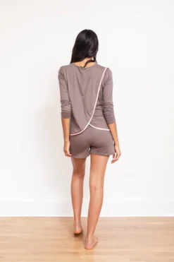 Leena & Lu Pima Long Sleeve And Shorts Pajama Set