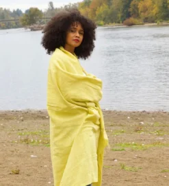 Swahili African Modern Lemon Gabi Tablecloth / Throw Blanket