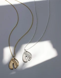 L.Greenwalt Jewelry Abstract Monstera Pendant Necklace