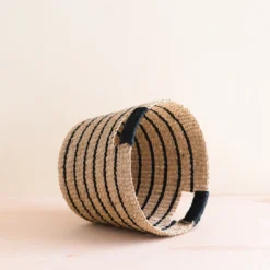 LIKHÂ Black + Natural Striped Tapered Basket