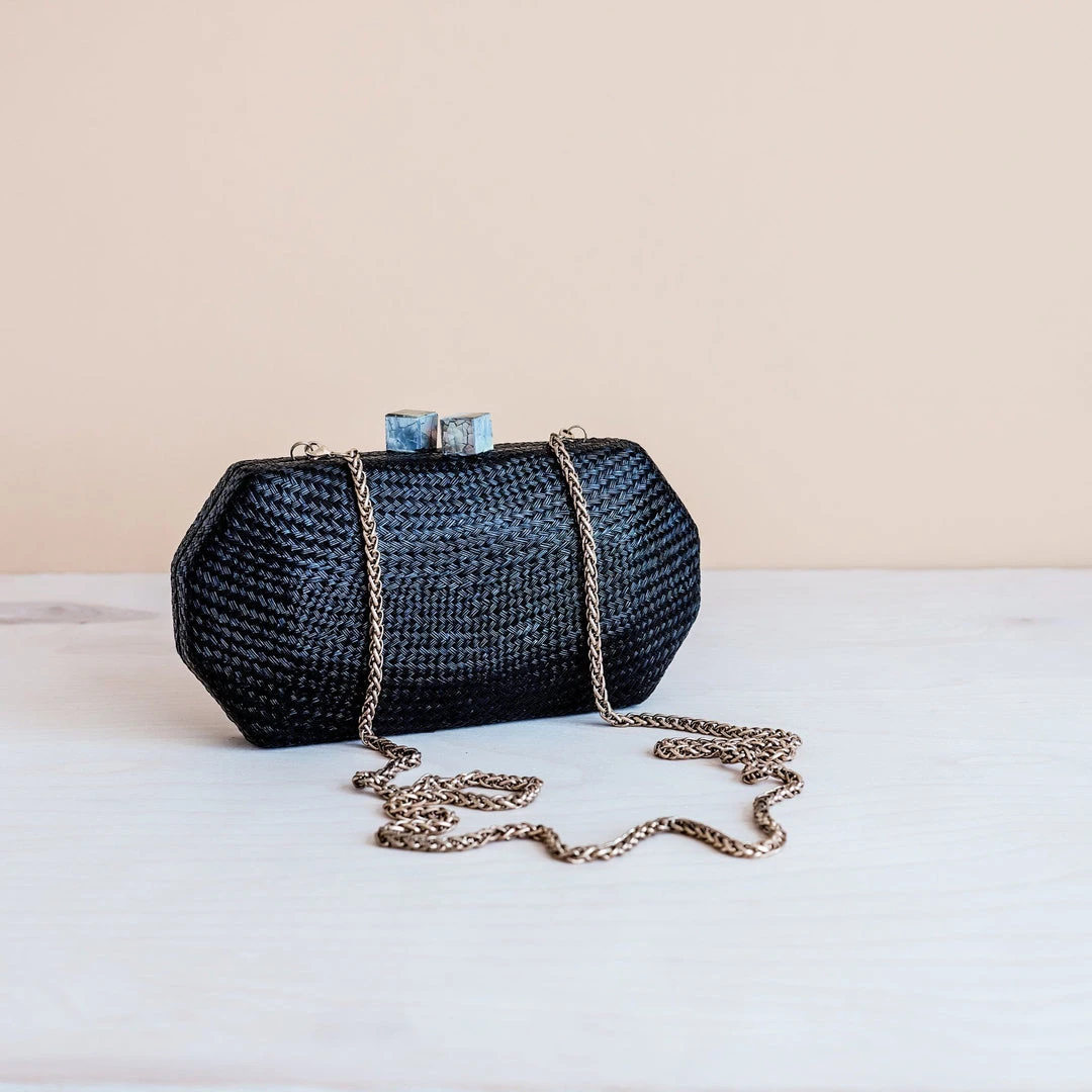 LIKHÂ Black Woven Clutch Special Occasion 3 LIKHÂ Black Woven Clutch Special Occasion