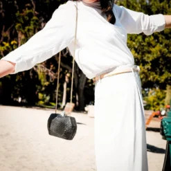 LIKHÂ Black Woven Clutch Special Occasion