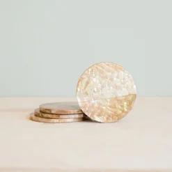 LIKHÂ Cracked Mother Of Pearl Coaster Set