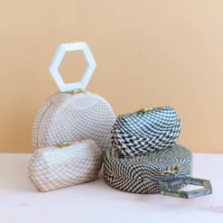 LIKHÂ Dusty Rose Houndstooth Clutch Accessories