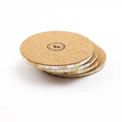 LIKHÂ Golden Yellow Mother Of Pearl Coaster Set Office Accessories 10 LIKHÂ Golden Yellow Mother Of Pearl Coaster Set Office Accessories