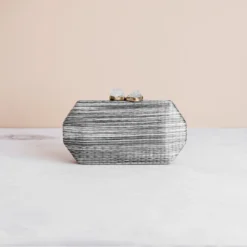 LIKHÂ Accessories Gray Shibori Pattern Clutch