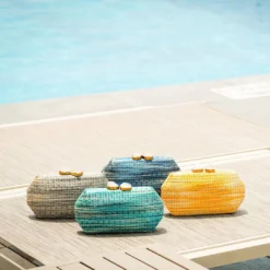 LIKHÂ Accessories Gray Shibori Pattern Clutch