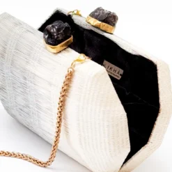 LIKHÂ Light Gray Hexagon Clutch Accessories