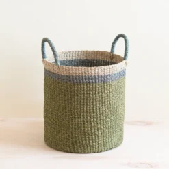 LIKHÂ Home Goods Olive Floor Basket With Handles