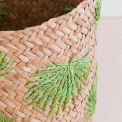 LIKHÂ Home Goods Palm Embroidered Basket