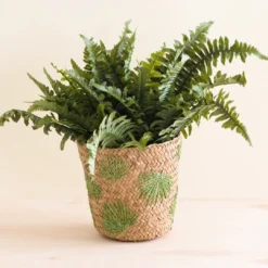 LIKHÂ Home Goods Palm Embroidered Basket
