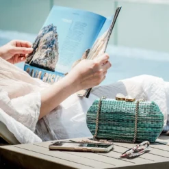 LIKHÂ Sea Green Shibori Pattern Clutch 9 LIKHÂ Sea Green Shibori Pattern Clutch