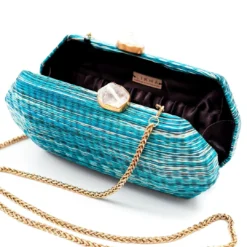 LIKHÂ Sea Green Shibori Pattern Clutch 10 LIKHÂ Sea Green Shibori Pattern Clutch