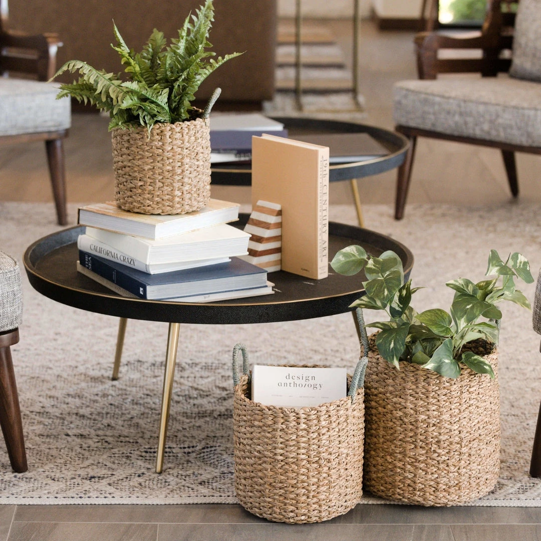 LIKHÂ Home Goods Sky Blue Handle Basket Set 4 LIKHÂ Home Goods Sky Blue Handle Basket Set