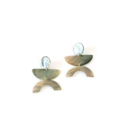 LIKHÂ Long Mother Of Pearl Geometric Earrings Special Occasion