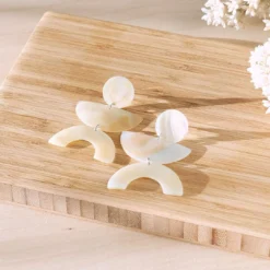 LIKHÂ Long Mother Of Pearl Geometric Earrings Special Occasion