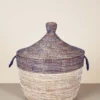 Mbare Home Goods Low Two-Tone Hamper Basket - Navy + White 2 Mbare Home Goods Low Two-Tone Hamper Basket - Navy + White
