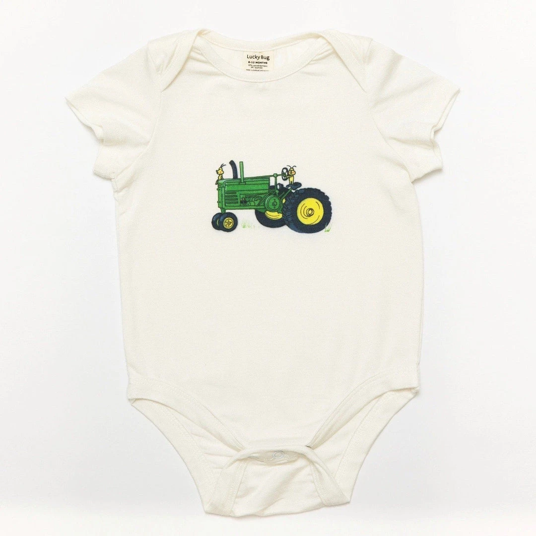 Lucky Bug Clothing Baby's Essential Bamboo Tractor Onesie 3 Lucky Bug Clothing Baby's Essential Bamboo Tractor Onesie