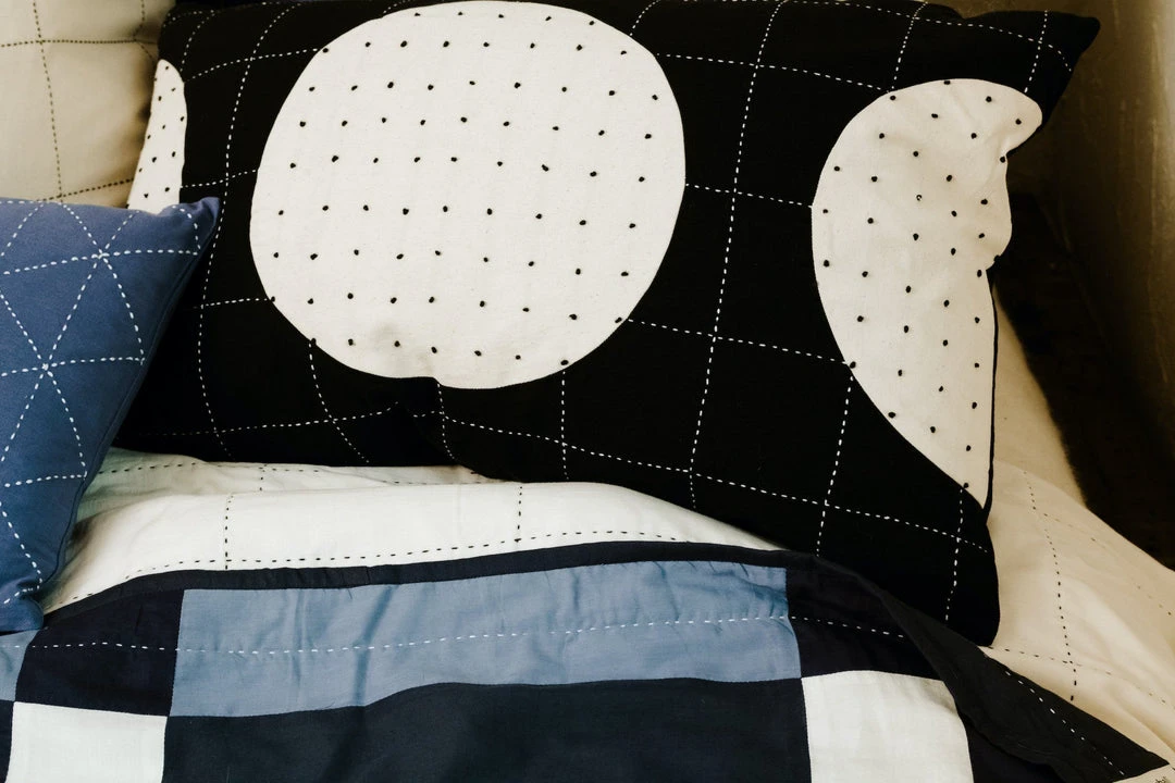 Anchal Lunar Dot Lumbar Pillow - Charcoal 5 Anchal Lunar Dot Lumbar Pillow - Charcoal