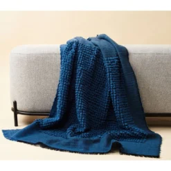 Studio Variously Macaroon Merino Wool Throw Blanket - Midnight Home Goods