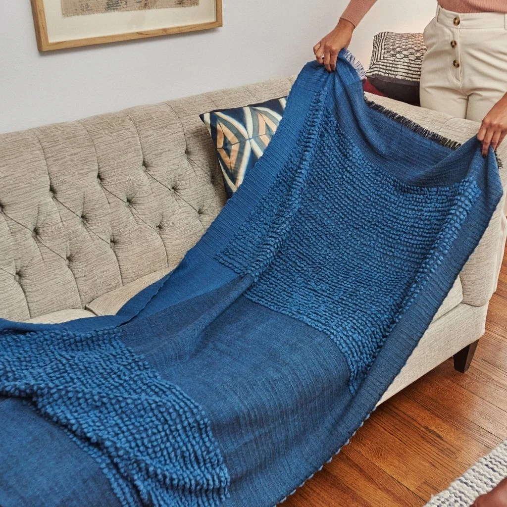 Studio Variously Macaroon Merino Wool Throw Blanket - Midnight Home Goods 6 Studio Variously Macaroon Merino Wool Throw Blanket - Midnight Home Goods