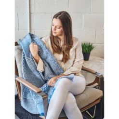 Studio Variously Home Goods Macaroon Merino Wool Throw Blanket - Sky