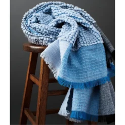 Studio Variously Home Goods Macaroon Merino Wool Throw Blanket - Sky
