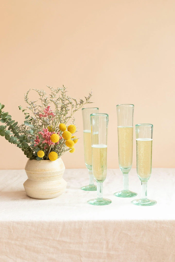 Magda Made Best Sellers Recycled Glass Champagne Flutes 6 Magda Made Best Sellers Recycled Glass Champagne Flutes