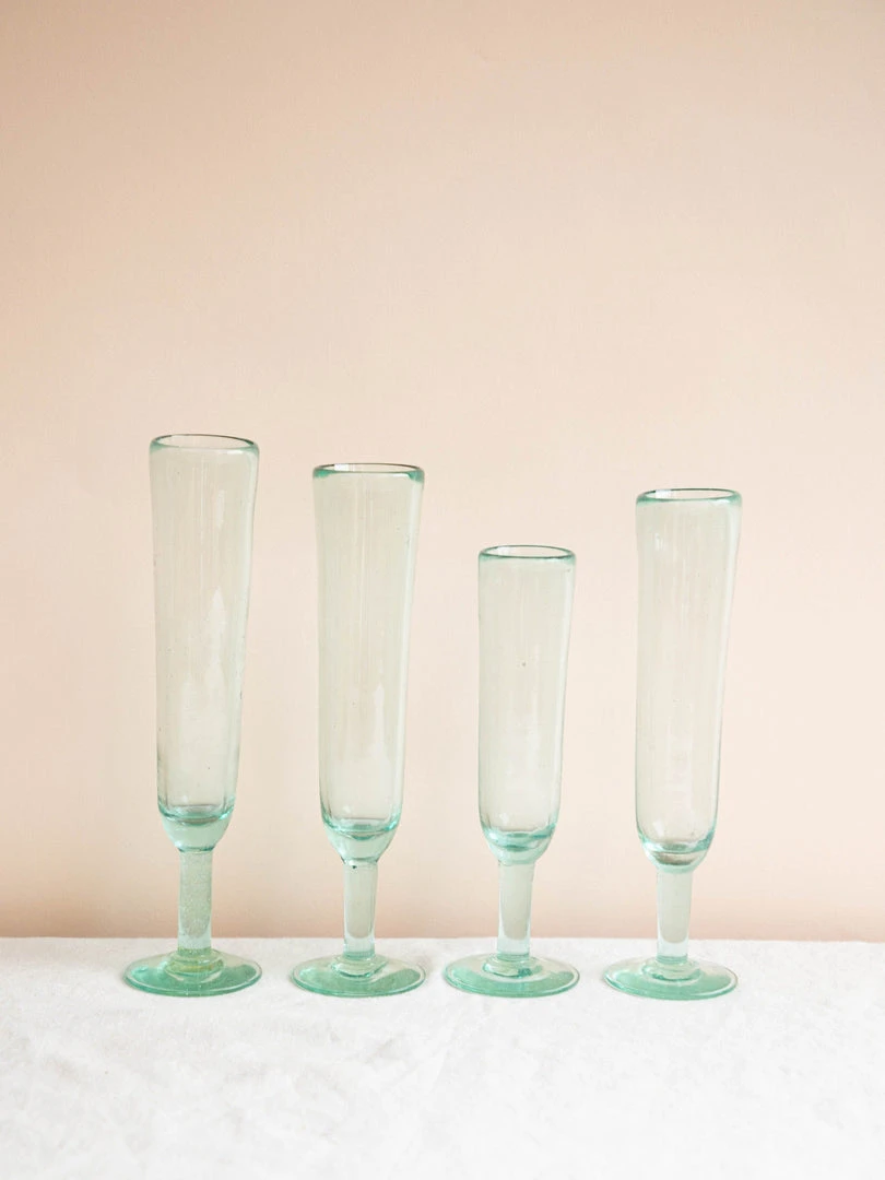 Magda Made Best Sellers Recycled Glass Champagne Flutes 3 Magda Made Best Sellers Recycled Glass Champagne Flutes